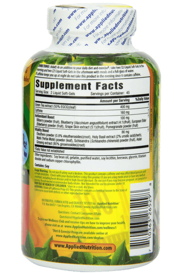 Applied Nutrition Green Tea Fat Burner Maximum Strength with 400 mg EGCG Fast-Acting 90 Liquid Soft-Gels (Pack of 2)