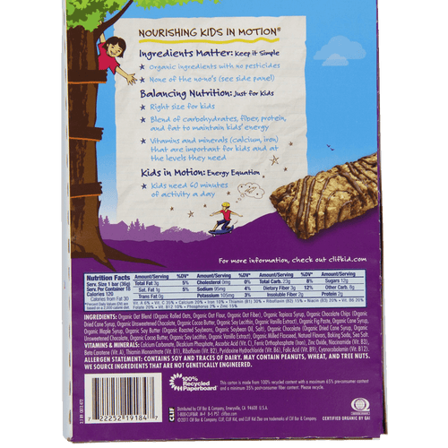 Clif Kid Organic ZBar Organic Chocolate Chip 18 Count