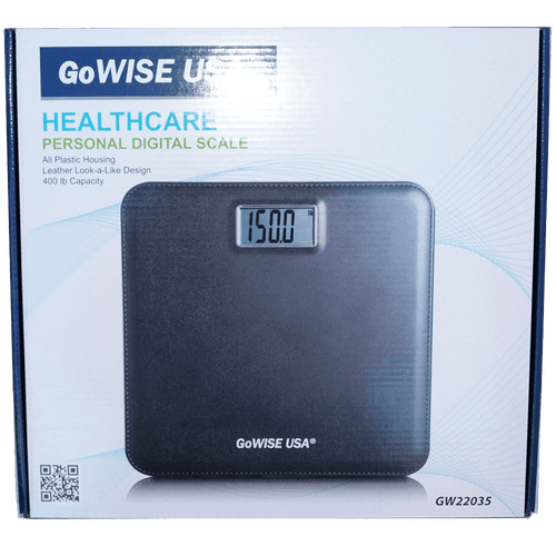 GoWISE USA GW22035 Electronic Personal Digital Scale w- Step-On Techonology & Wide Platform & LCD Display 400LB Capacity Black