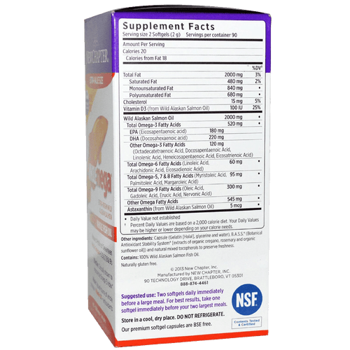 New Chapter Wholemega Whole Fish Oil Extra-Virgin Wild Alaskan Salmon