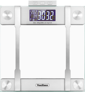VonHaus Body Fat Scales 400lb Weight Capacity Hydration Monitor Composition Analyser Bathroom Scales